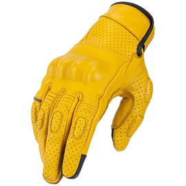 VCOROS VG20 Genuine Leather Touchscreen Motorcycle Gloves Adult Road Racing Cruiser Biker ATV Powersport Gloves with Joint Protect Shell(S, Yellow)