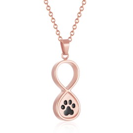 Infinity Pet Urn Necklace for Ashes Dog Cat Paw Print Eternal Love Cremation Jewelry Keepsake Ashes Necklace Stainless Steel Memorial Urn Pendant Necklace Infinite Shape Funeral Urn Necklace,