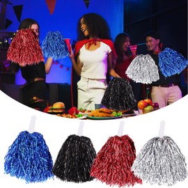 BORFUE 6pcs Cheerleading Poms Cheer Pom Poms Metallic Foil Pompoms for Children Adults Sports Meeting Sports Competition Holiday Celebration (blue)