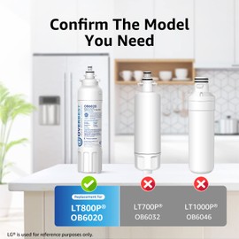 Overbest ADQ73613401 Refrigerator Water Filter, Replacement for LG® LT800P®, ADQ73613402, ADQ73613408, ADQ75795104, Kenmore 9490, 46-9490, LSXS26326S, LMXC23746S, LMXC23746D, Pack of 3