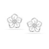 LeCalla 925 Sterling Silver Diamond Stud Earring Flower 0.01 Ct