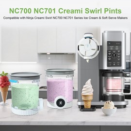 4 Pack Pint Containers Replacement for Ninja Swirl Ice Cream & Soft Serve Makers, 16oz Creami Swirl Pints and Lids Compatible with NC700 NC701 Series, BPA-Free & Dishwasher Safe