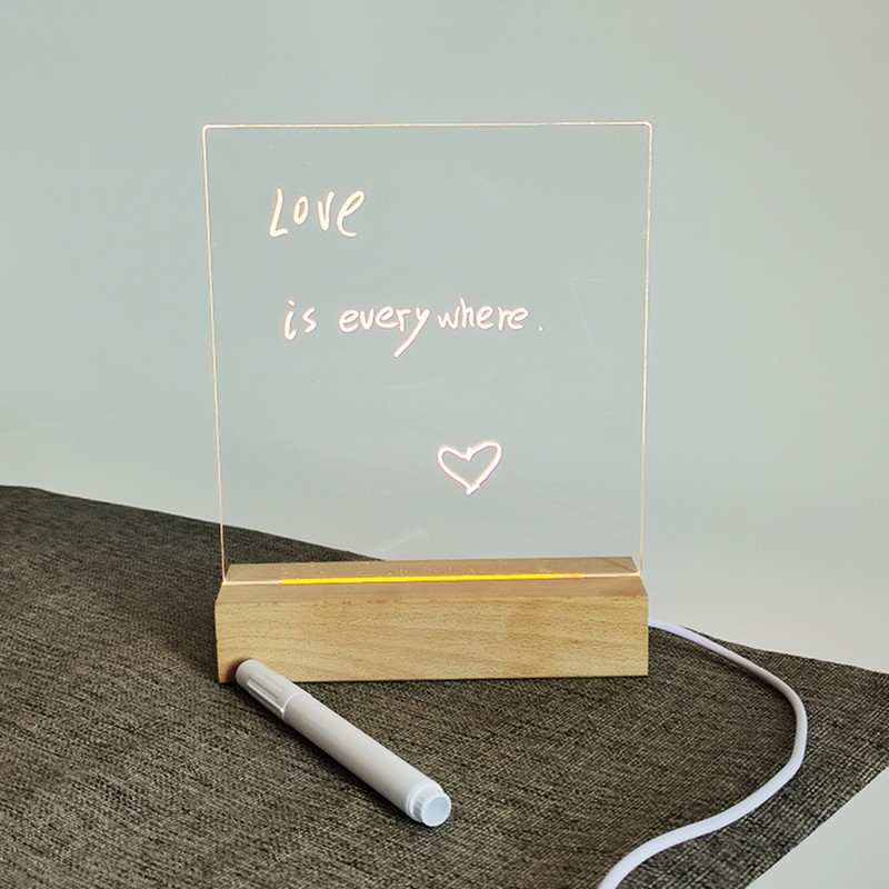Desktop Luminous Memo Note Board Plug In LED Lamp Base