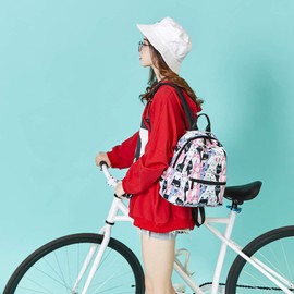 Ymeibe 12 Inch Cute Cat Mini Backpack for Teen Girls Patterns Printed Casual Lightweight Canvas Backpack Multi-Pockets Fashion Backpack for Sport Travel