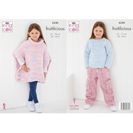 King Cole 6240 Knitting Pattern Childrens Poncho and Sweater in Fruitilicious