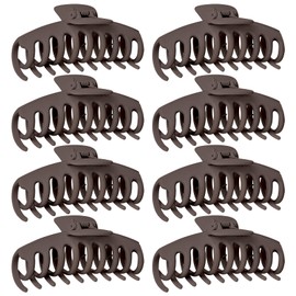 TOCESS Hair Claw Clips for Women - 8PK Large Neutral Matte Jumbo Hair Clips for Thick, Thin, Long, Short, Curly Hair Girls, Big Jaw Clip Set for Daily Use(Mocha Brown)