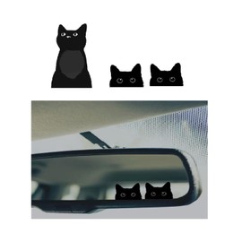 3 PCS Cute Kitty Cat Mirror Decals for Car, Rearview Mirror Back Mirror Peeking Vinyl Sticker, Car Acceesories, Car Decals for Women Girls, Small Sticker for Laptop Hard case Waterbottle (CAT)
