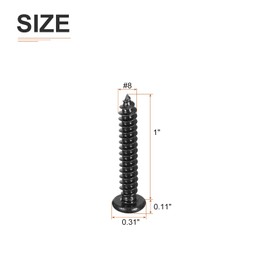 DTGN #8x1" Phillips Pan Head Self-tapping Screw - 100Pack - Black Oxide 304 Stainless Steel Sheet Metal Screws Wood Screws