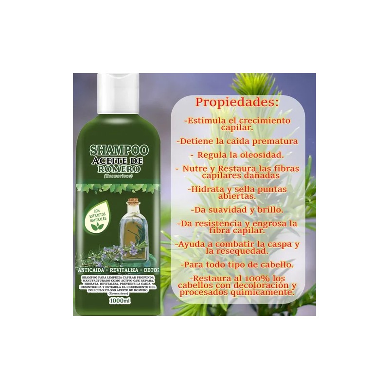 2 Shampoos De Romero Anti-caída, Fortalece, Nutre E Hidrata
