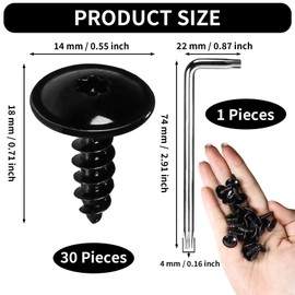 30 Pieces Black Screw Bolt Retainers, Wheel Splash Guard Screws, Screw with Star Wrench L-Shape, Fender Liner Auto Body Engine Cover Screws, Hex Self-Tapping Screws for Vehicle Maintenance Repair