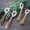 LuckyShe Napkin Rings Farmhouse Natural White Wooden Beads Tassels,Set of