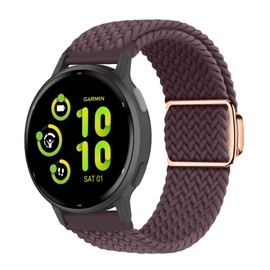 KoGiio 20 mm Braided Bracelet for Garmin Forerunner 165/165 Music /245/645/Garmin Vivoactive 5/Vivomove Trend/Sport/Venu Sq 2 Music, Men Women Replacement Strap Magnetic Watch Strap Purple