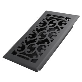 Howeall 4x8 Inches Heavy Duty Walkable Floor Register - Easy Adjust Air Supply Lever Decorative Floor Vent Covers, Savannah Design Vent Covers for Home - Matte Black