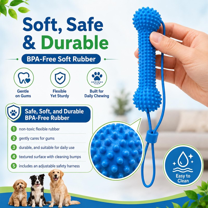 OKNIAO Dog Toys Dual-Action Teeth Cleaning Mouth Prop, Chew Toy