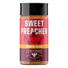 Fire & Smoke Society Sweet Preacher BBQ Rub | Pork Seasoning for Smoking and Grilling Meat, Pulled Pork Ribs Chops | Poultry, Chicken, Beef | M 5.4 oz
