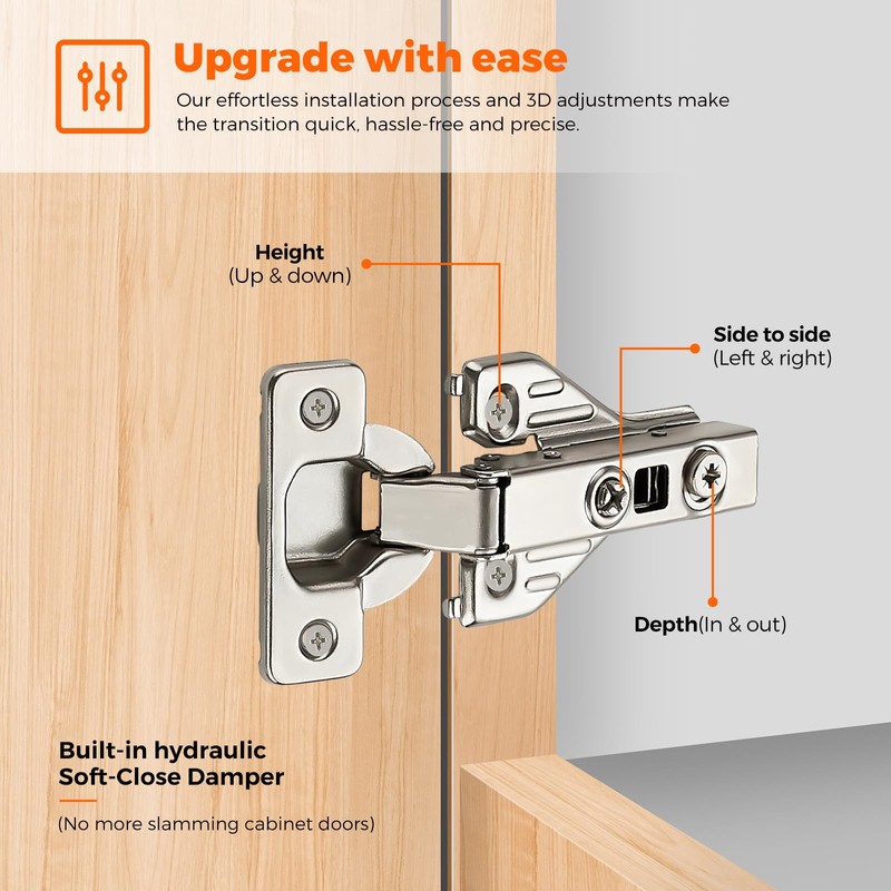 JOY DECOR Full Overlay 2 Pair 4 Pack Concealed Kitchen