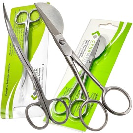 Premium German Stainless Set of 2-5 Inch Stainless Steel Applique Duckbill Scissors Blade with Offset Handle & 6 Inch Machine Embroidery Double Curved Scissors Bundle
