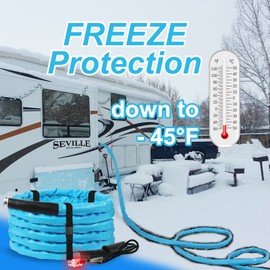 Heated Water Hose for Rv (30ft L x 5/8"ID) 4.0 Upgraded Function with Energy Saving Thermostat to Keep Drinking Water Running in down to -45℉, Designed for RV Campers,with Storage Bag, Anti-Freeze