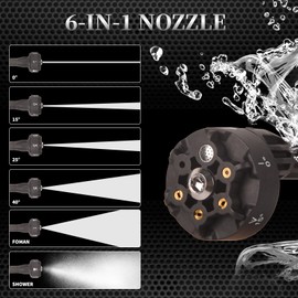 LCyindu Cordless Pressure Washer,652.67 PSI Power Cleaner with 6-in-1 Nozzle,4-Speed Adjustment,21V Rechargeable 4.0Ah Battery High-Pressure Car Washer Gun for Floor/Home/Car Cleaning & Watering