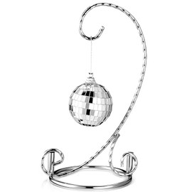 MorningRo 1 Pcs Ornament Display Stand 7.5 H Ornament Stand Holder Hanging Terrarium Bracket Air Plant Holder Hanging Hook for Christmas Home Party Wedding Decoration(Silver)