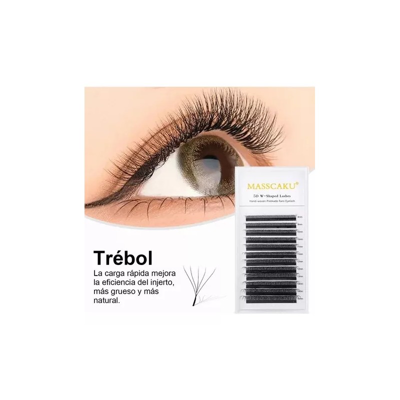Masscaku Extensiones De Pestañas 5d W Shape 8-15mm Mix 0.07d