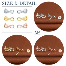 MicLee 925 Sterling Silver Cubic Zirconia Infinity Sign Stud Earrings Women's Simple Rose Earrings with Gift Bag Super Christmas Gift, Silver