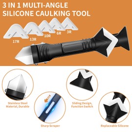 23-Piece Caulking Tool Kit – 3-in-1 Silicone Caulk Remover, Grout Scraper, Reusable Silicone Pads for Bathroom, Kitchen, Windows, Sink Joints & Frames