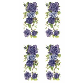 Captive Decals Purple Lavender Rose Rectangle 6 pcs 1-7/8 X 3/4" Waterslide Ceramic Decals