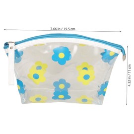 FRCOLOR Floral Transparent Toiletry Bag Travel Makeup Organizer with Zipper Capacity Clear Cosmetic Pouch for Women Easy to Clean Travel Accessory