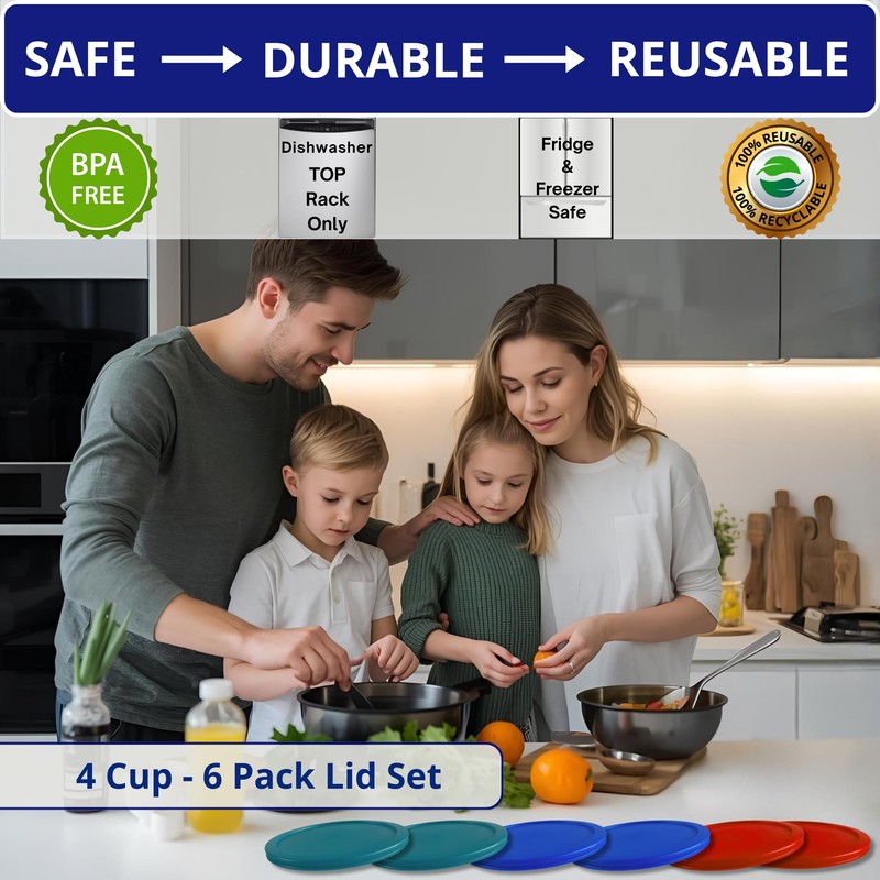 KlareWare Replacement Lids for - 4 Cup Storage Bowl Covers,