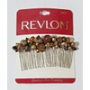 Revlon Brown Beads Hair Comb 2-1/2" wide 2" tall