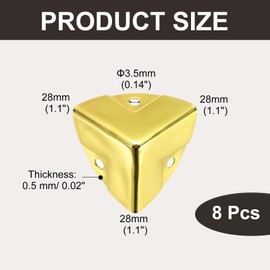 sourcing map 8PCS Metal Corner Protector 1.1 x 1.1 x 1.1 Inch Box Edge Guard Protector Zinc Alloy Cabinets Speaker Corners Protector for Furniture Decorative (Imprint Edge, Gold)