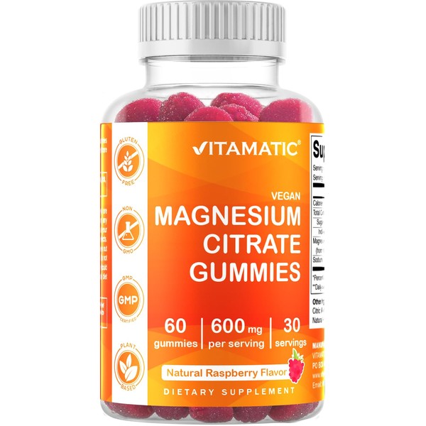 Vitamatic Magnesium Gummies 600mg per Serving – 60 Vegan Count
