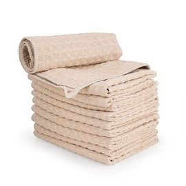 watchget Barista Micro Cloth 10 Pack, Microfiber Barista Cleaning Towels Microfiber Waffle Weave Kitchen Dish Cloth Coffee Bar Towel Coffee Machine Cleaning Cloth, Khaki(12"x12")