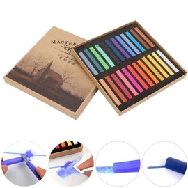 Pastel Chalk Set, Soft Pastel Chalk Square Pastel Set Artist Pastel Set Box with 12/24/36/48 Different Colours (24 Pieces)