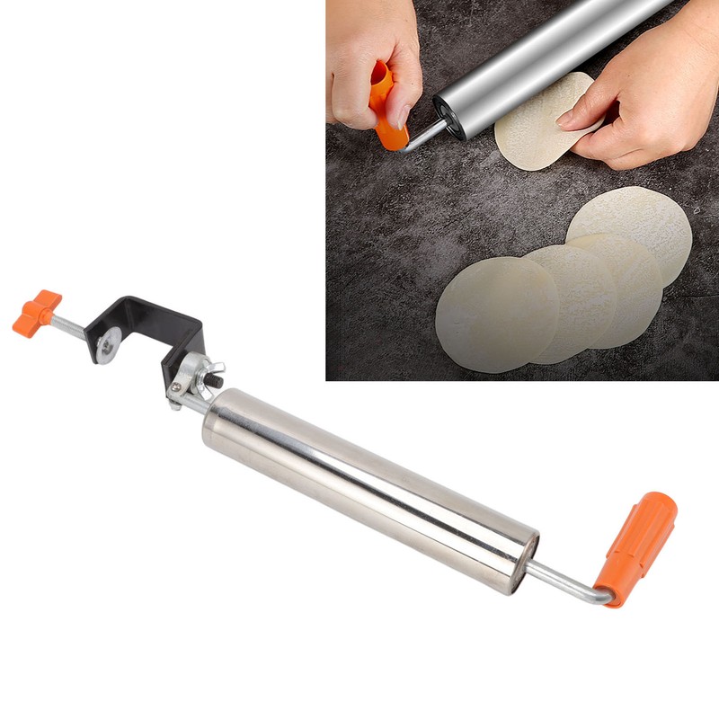 Rolling Pin Stainless Steel Dough Roller Fixed 360° Rotation for
