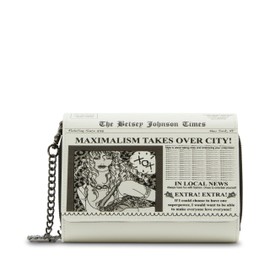 Betsey Johnson Women's Word Wallet on a Chain, Black/White, One Size