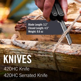 LEATHERMAN, Super Tool 300 Multitool with Premium Replaceable Wire Cutters and Saw, Black with MOLLE Sheath