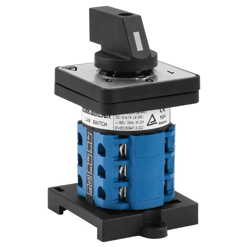 Heschen Universal Rotary Cam Selector Switch, SZW26-20/D303.3-B11R, 35mm DIN Rail