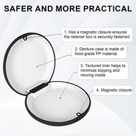 ZYFC Orthodontic Teeth Aligner Case, Denture Retainer Box, Vibrant Slim Dental Case, Compact and Portable Retainer Case, Invisalign Case for Dentures, Retainers, and Dental Appliances (Black)