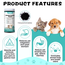 Guanshiya Activated Charcoal for Dogs, Cats, and All Pets, 8oz(Powder), Activated Charcoal Powder for Poisonings, Digestive Upset, and Diarrhea, Eliminates Odors, Non-GMO, Gluten Free