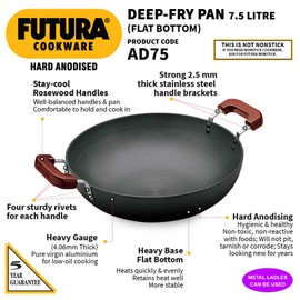 Hawkins Futura Hard Anodised Flat Bottom Deep-Fry Pan36Cm Black