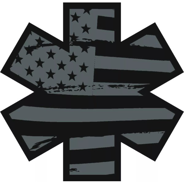 Black Flag Subdued Reflective Star Of Life Fire Helmet Decal