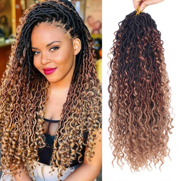 Xtrend 18Inch Boho Faux Locs Crochet Hair,8 packs Goddess Locs