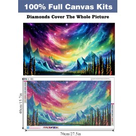 ijbnhd 5D Large Aurora Diamond Painting Kits for Adults，DIY Mountain Full Drill Crystal Rhinestone Arts and Crafts Forest Gem Art Home Wall Decor Gift(28X 16inch)