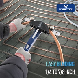 Wisscool Pipe Tube Bender Kit, 1/4"-7/8" Compact Tubing Bender Tool Set, 90° Pipe Bending HVAC Tools Equipment with 7 Dies and Pipe Cutter for Copper Steel Aluminum Brass Tube