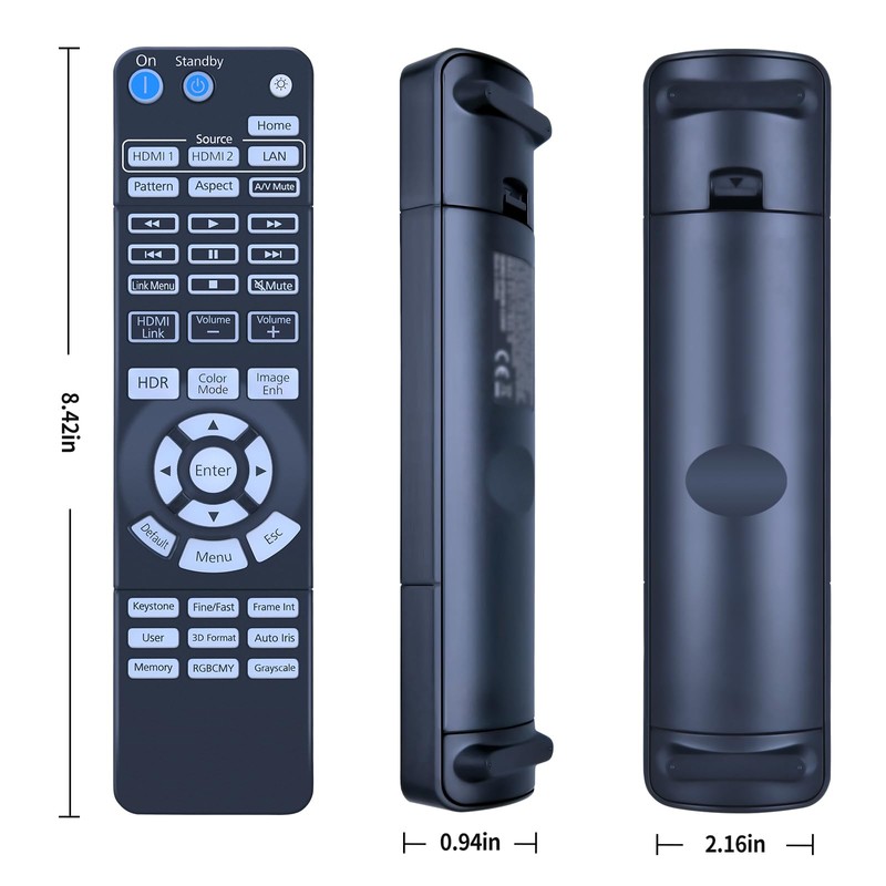 Replacement Remote Control Compatible with Epson EH-TW7000 4K PRO-UHD Projector
