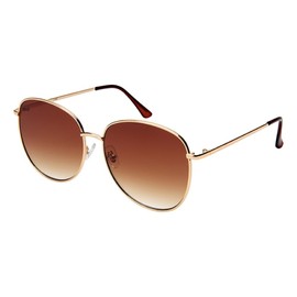 Oval Classic Sunglasses with Polycarbonate Lenses and Metal Temple (Brown)