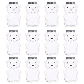 Lassos Boutique Set of 12 Bear-Shaped Plastic Jar Empty Bear Bottle Large Capacity Candy Milk Tea Drinks Container for Making Candy Gifts DIY Decoration Favors (17 oz)