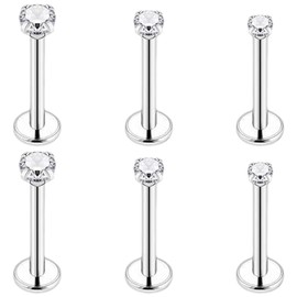 WOZNU Stud Earrings Gold Set Earrings Women's Waterproof Earrings Studs Hypoallergenic Small Round Cubic Zirconia Heart Earrings Studs Multiple Ear Holes Jewellery, Titanium